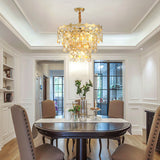 3 Tiers Dining Room Chandelier Light K9 Crystal 6 Heads Postmodern Pendant Light Fixture in Gold Clearhalo 'Ceiling Lights' 'Chandeliers' Lighting' options 278314