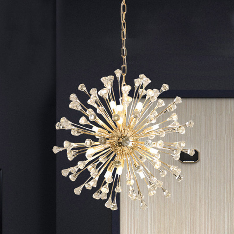 Gold Sputnik Chandelier Pendant Light Postmodern 12 Crystal Beaded Hanging Light Gold Clearhalo 'Ceiling Lights' 'Chandeliers' 'Modern Chandeliers' 'Modern' Lighting' 278342