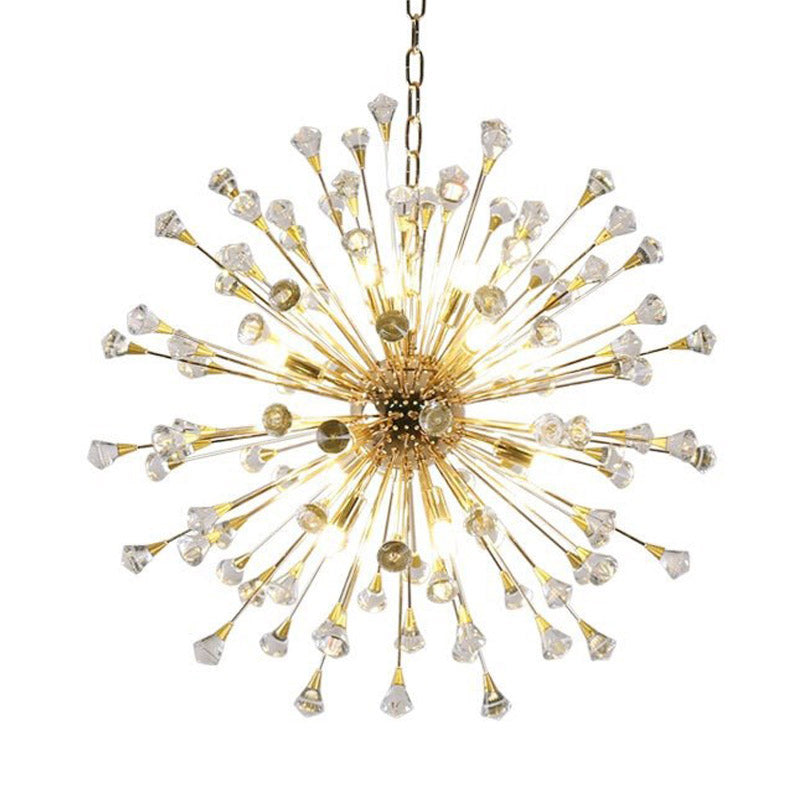 Gold Sputnik Chandelier Pendant Light Postmodern 12 Crystal Beaded Hanging Light Clearhalo 'Ceiling Lights' 'Chandeliers' 'Modern Chandeliers' 'Modern' Lighting' 278346