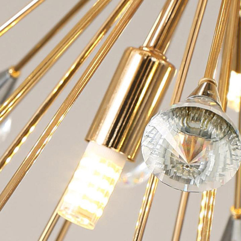 Gold Sputnik Chandelier Pendant Light Postmodern 12 Crystal Beaded Hanging Light Clearhalo 'Ceiling Lights' 'Chandeliers' 'Modern Chandeliers' 'Modern' Lighting' 278348