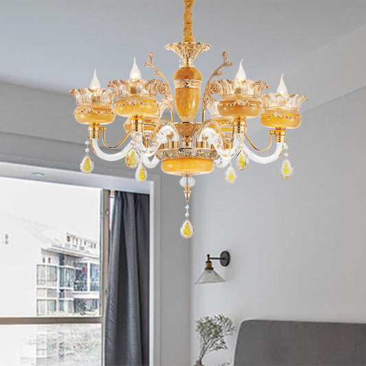 Modern Flower Shaped Chandelier Lighting Fixture Clear Crystal 6/8 Lights Bedroom Drop Pendant Clearhalo 'Ceiling Lights' 'Chandeliers' Lighting' options 278351