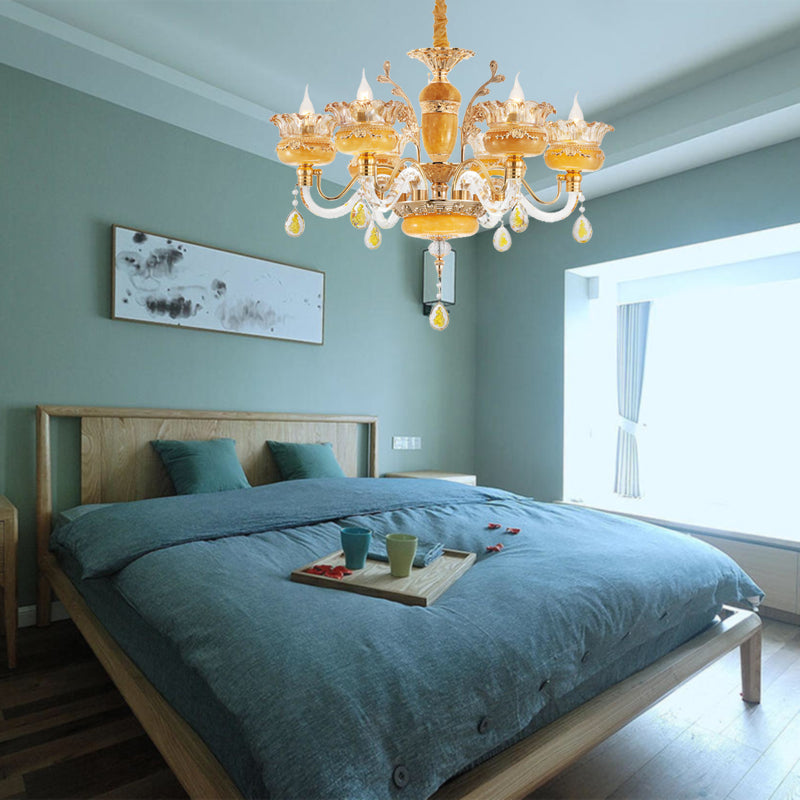 Modern Flower Shaped Chandelier Lighting Fixture Clear Crystal 6/8 Lights Bedroom Drop Pendant Clearhalo 'Ceiling Lights' 'Chandeliers' Lighting' options 278352