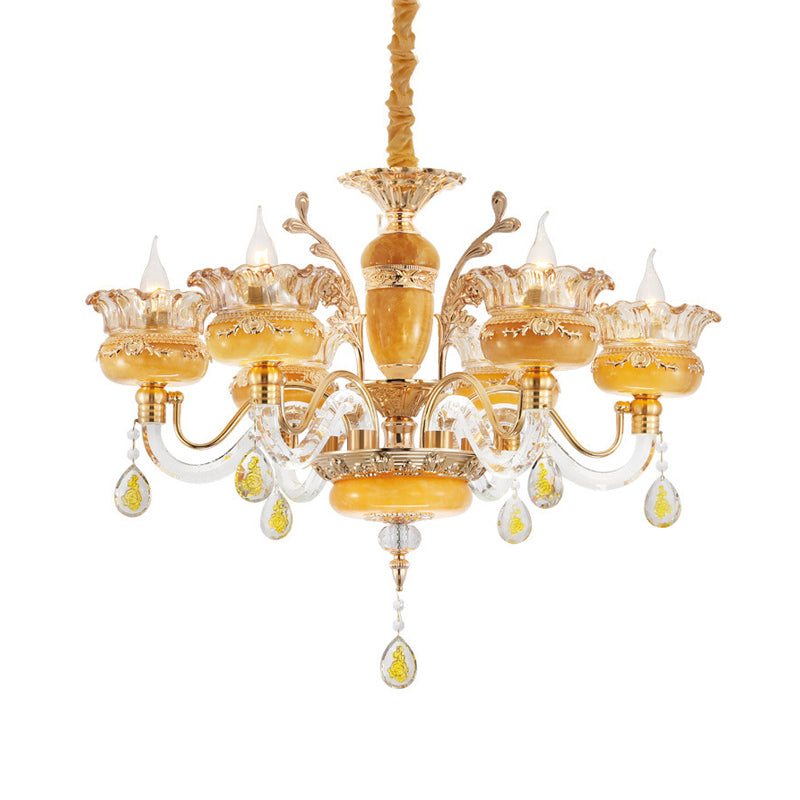 Modern Flower Shaped Chandelier Lighting Fixture Clear Crystal 6/8 Lights Bedroom Drop Pendant Clearhalo 'Ceiling Lights' 'Chandeliers' Lighting' options 278353