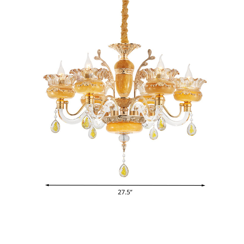 Modern Flower Shaped Chandelier Lighting Fixture Clear Crystal 6/8 Lights Bedroom Drop Pendant Clearhalo 'Ceiling Lights' 'Chandeliers' Lighting' options 278354