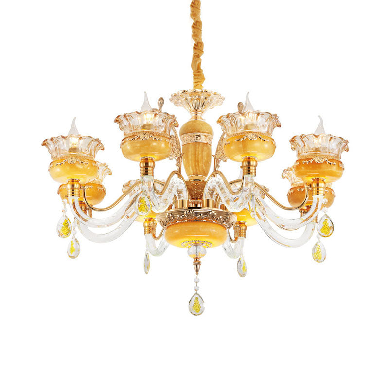 Modern Flower Shaped Chandelier Lighting Fixture Clear Crystal 6/8 Lights Bedroom Drop Pendant Clearhalo 'Ceiling Lights' 'Chandeliers' Lighting' options 278359