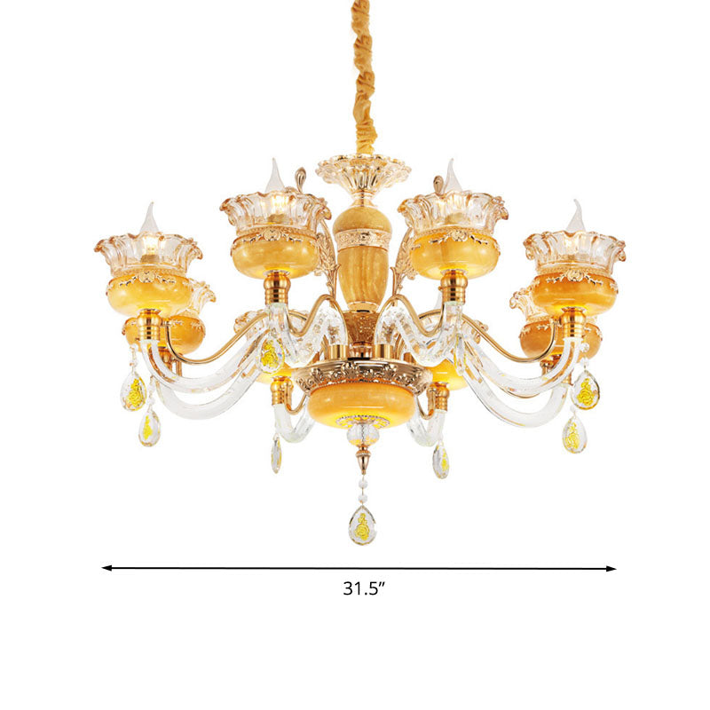 Modern Flower Shaped Chandelier Lighting Fixture Clear Crystal 6/8 Lights Bedroom Drop Pendant Clearhalo 'Ceiling Lights' 'Chandeliers' Lighting' options 278360