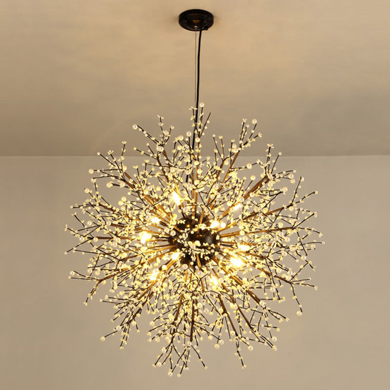 23.5"/31.5" Wide Starburst Chandelier Lighting Modernism Crystal Beaded 8/12 Lights White/Red and Green Suspension Light White Clearhalo 'Ceiling Lights' 'Chandeliers' 'Modern Chandeliers' 'Modern' Lighting' 278393