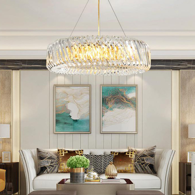 Clear Crystal Round Chandelier Light Fixture 4/9 Lights Down Lighting for Living Room Clearhalo 'Ceiling Lights' 'Chandeliers' Lighting' options 278437