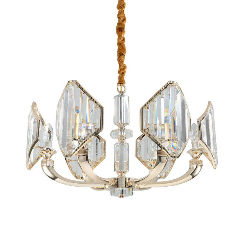 Sputnik Chandelier Light Simple Three Sided Crystal 6 Heads Gold Pendant Ceiling Light Clearhalo 'Ceiling Lights' 'Chandeliers' 'Modern Chandeliers' 'Modern' Lighting' 278461