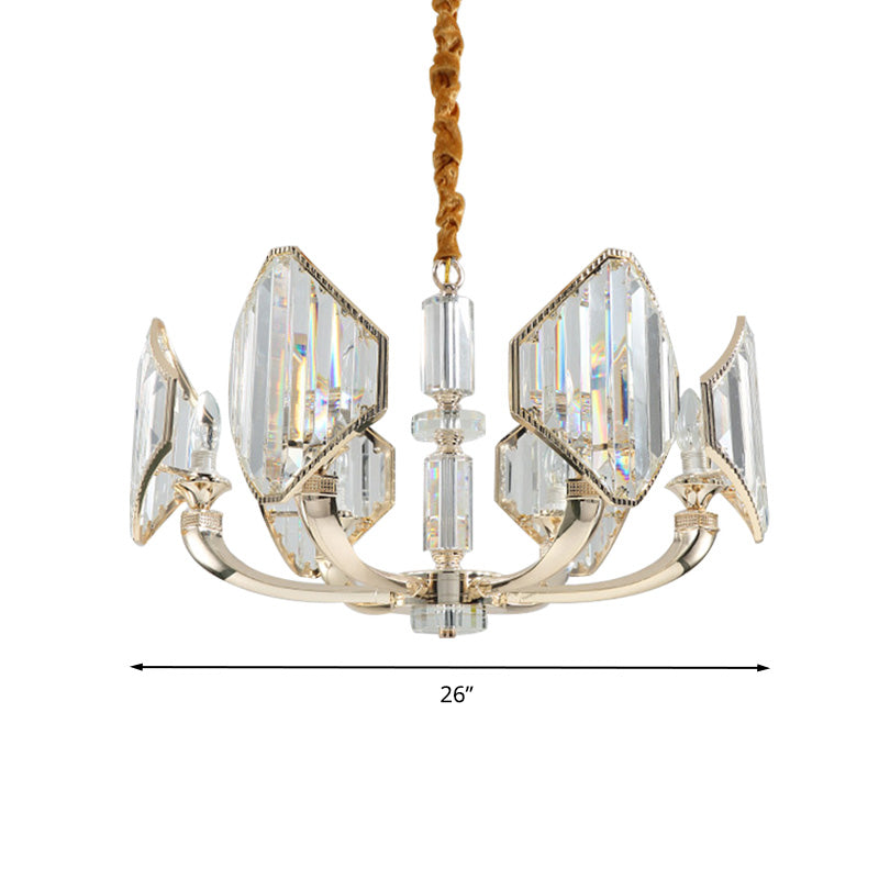 Sputnik Chandelier Light Simple Three Sided Crystal 6 Heads Gold Pendant Ceiling Light Clearhalo 'Ceiling Lights' 'Chandeliers' 'Modern Chandeliers' 'Modern' Lighting' 278462