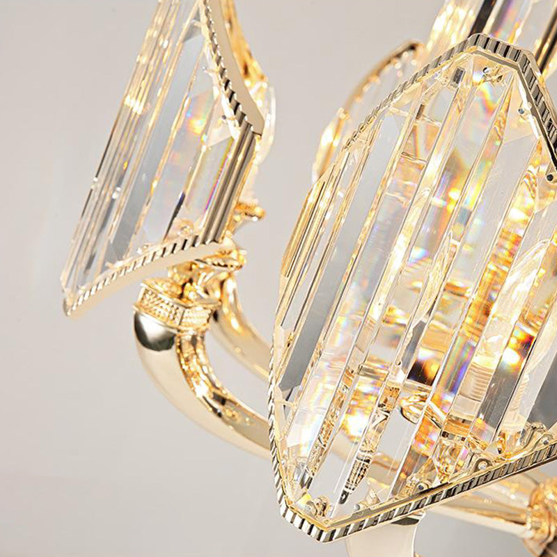 Sputnik Chandelier Light Simple Three Sided Crystal 6 Heads Gold Pendant Ceiling Light Clearhalo 'Ceiling Lights' 'Chandeliers' 'Modern Chandeliers' 'Modern' Lighting' 278463