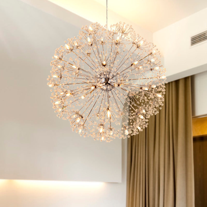 Crystal Sputnik Chandelier Pendant Light Simple 24/32 Lights Ceiling Lamp in Silver Clearhalo 'Ceiling Lights' 'Chandeliers' Lighting' options 278464