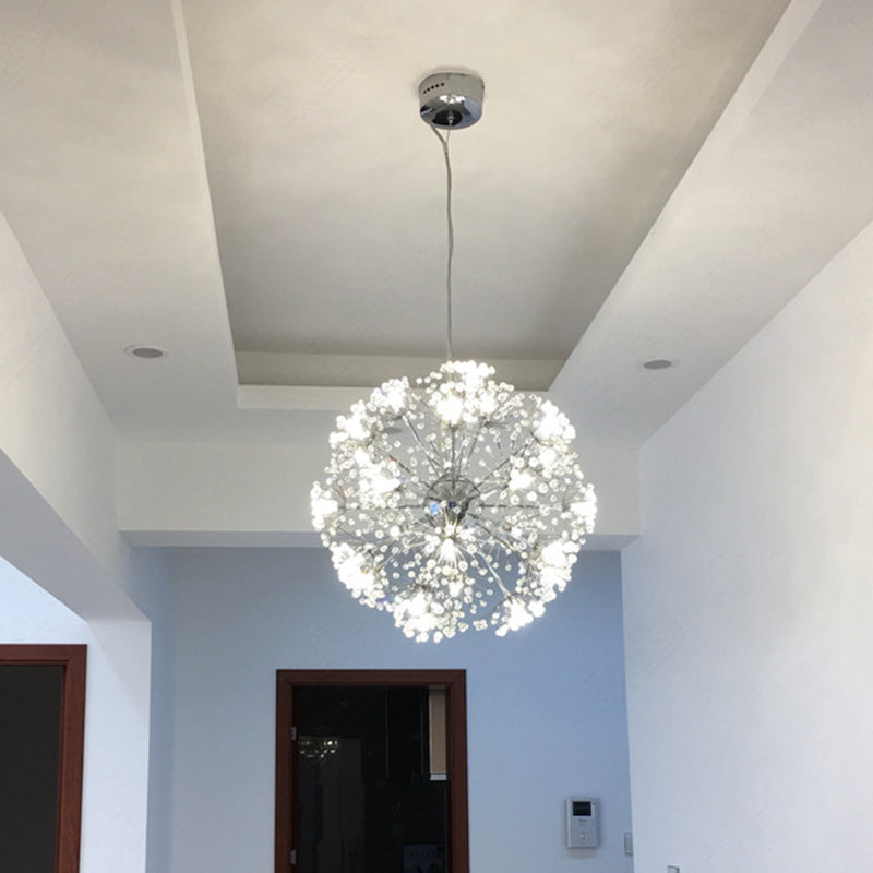 Crystal Sputnik Chandelier Pendant Light Simple 24/32 Lights Ceiling Lamp in Silver Clearhalo 'Ceiling Lights' 'Chandeliers' Lighting' options 278466