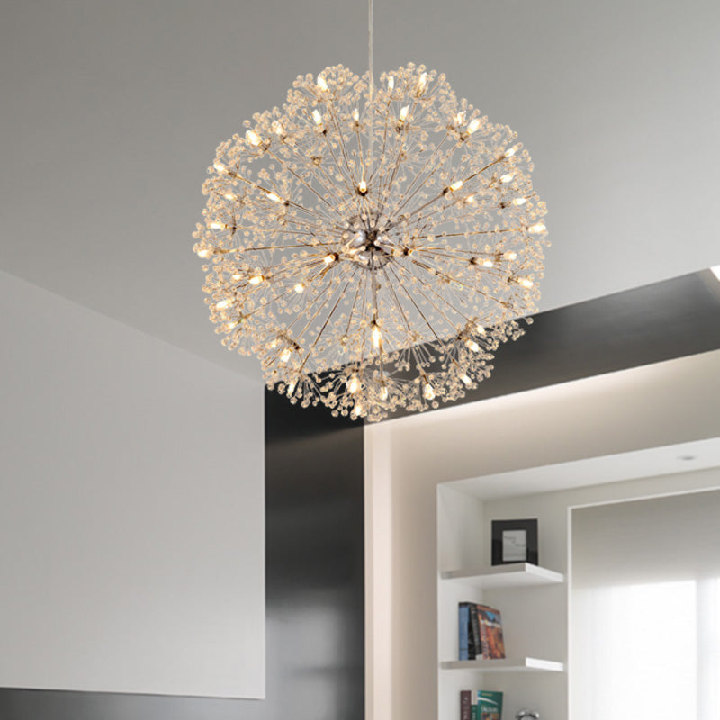 Crystal Sputnik Chandelier Pendant Light Simple 24/32 Lights Ceiling Lamp in Silver Clearhalo 'Ceiling Lights' 'Chandeliers' Lighting' options 278471