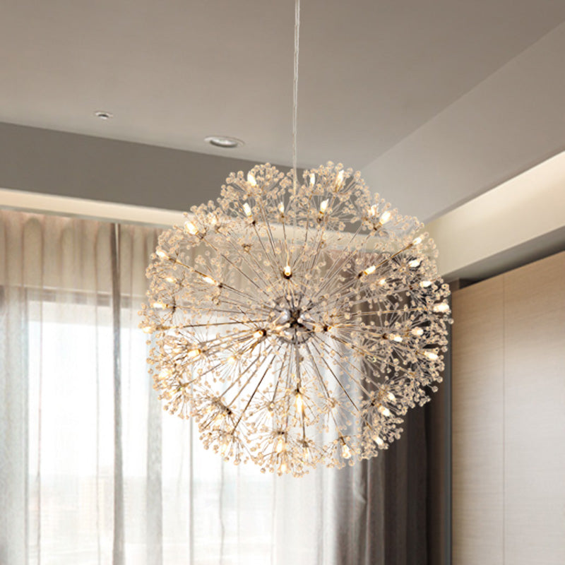 Crystal Sputnik Chandelier Pendant Light Simple 24/32 Lights Ceiling Lamp in Silver Clearhalo 'Ceiling Lights' 'Chandeliers' Lighting' options 278472