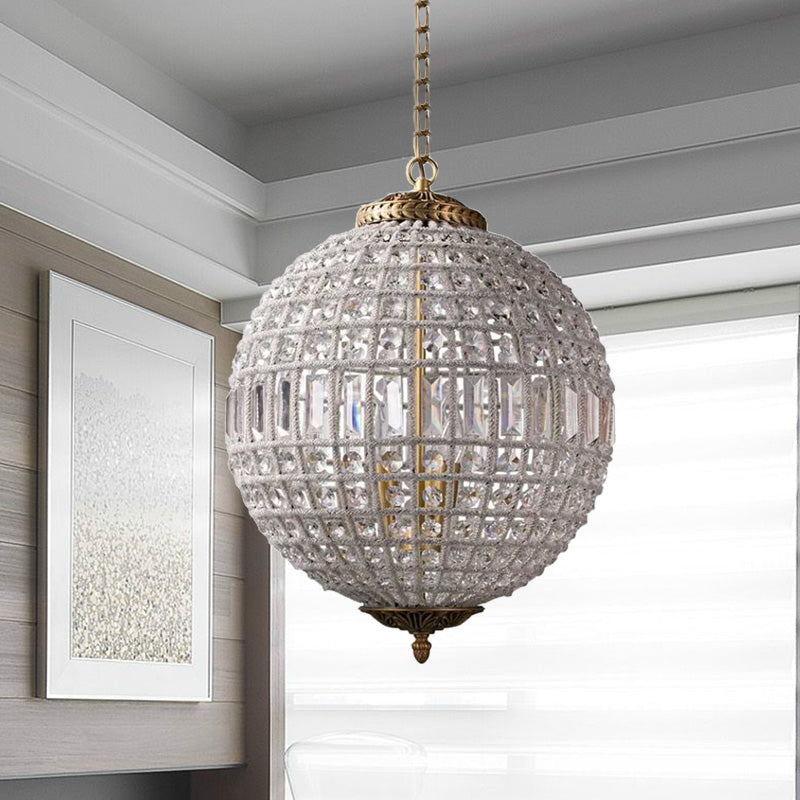 Brass Globe Shaped Chandelier Lighting Fixture Contemporary 1/3 Lights Crystal Pendant Lamp Clearhalo 'Ceiling Lights' 'Chandeliers' Lighting' options 278535