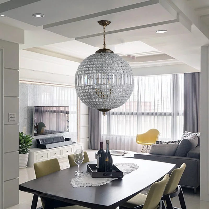 Brass Globe Shaped Chandelier Lighting Fixture Contemporary 1/3 Lights Crystal Pendant Lamp Clearhalo 'Ceiling Lights' 'Chandeliers' Lighting' options 278536