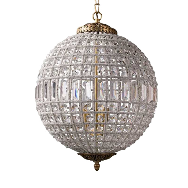 Brass Globe Shaped Chandelier Lighting Fixture Contemporary 1/3 Lights Crystal Pendant Lamp Clearhalo 'Ceiling Lights' 'Chandeliers' Lighting' options 278537