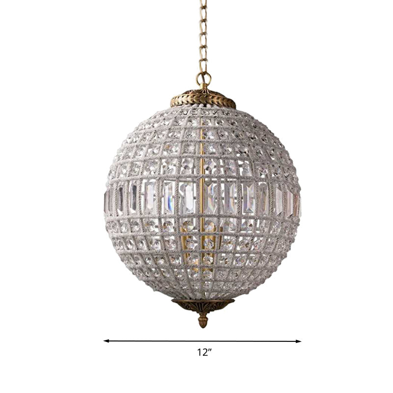 Brass Globe Shaped Chandelier Lighting Fixture Contemporary 1/3 Lights Crystal Pendant Lamp Clearhalo 'Ceiling Lights' 'Chandeliers' Lighting' options 278538