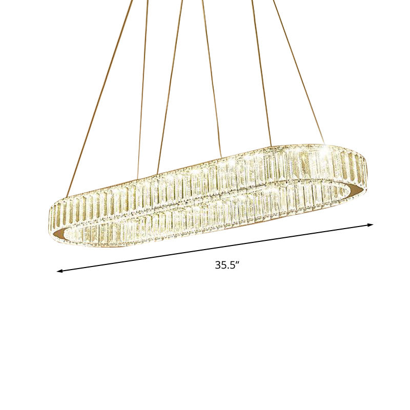 Chrome Oval Hanging Light Fixture Modernism Chrome 27.5"/35.5" Wide LED Chandelier Pendant Light Clearhalo 'Ceiling Lights' 'Chandeliers' 'Modern Chandeliers' 'Modern' Lighting' 278571