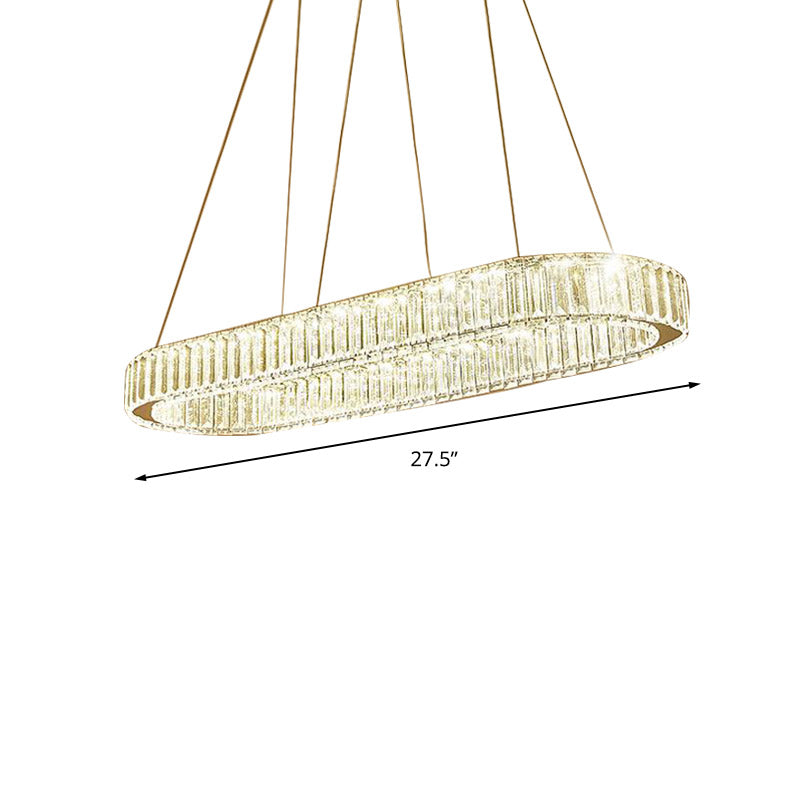 Chrome Oval Hanging Light Fixture Modernism Chrome 27.5"/35.5" Wide LED Chandelier Pendant Light Clearhalo 'Ceiling Lights' 'Chandeliers' 'Modern Chandeliers' 'Modern' Lighting' 278572