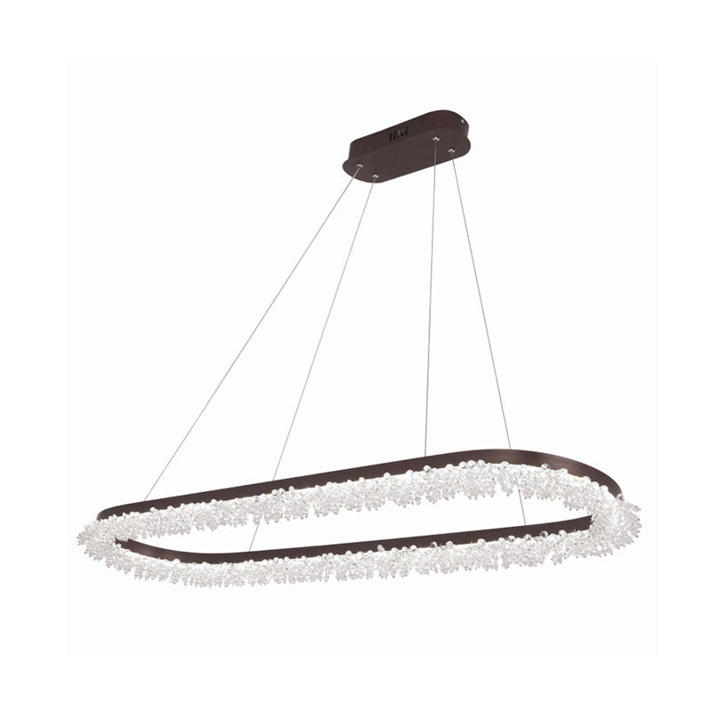 Brown Oval Suspension Lighting Contemporary Crystal Beaded LED Chandelier Light Fixture in Warm/White/Natural Light Clearhalo 'Ceiling Lights' 'Chandeliers' 'Modern Chandeliers' 'Modern' Lighting' 278577