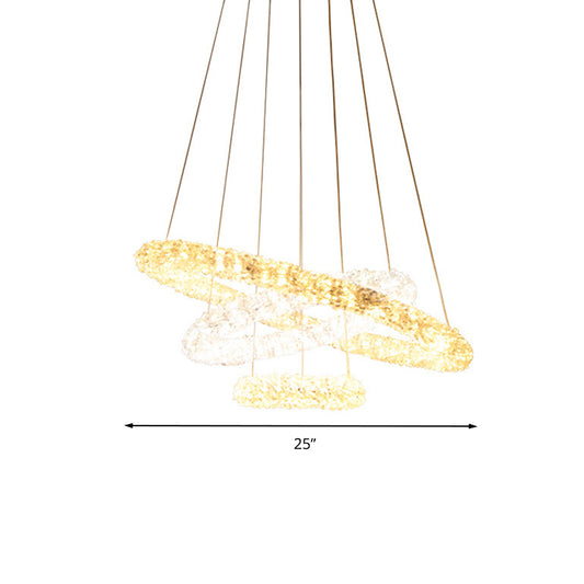 Crystal Beaded Ring Pendant Light Fixture Simple Style Chrome LED Chandelier Lamp, Warm/White/Natural Light Clearhalo 'Ceiling Lights' 'Chandeliers' 'Modern Chandeliers' 'Modern' Lighting' 278636