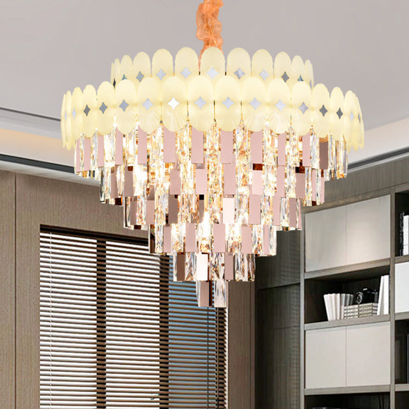 Layered Ceiling Chandelier Contemporary Clear Crystal 12/16/22 Lights Living Room Down Lighting Clearhalo 'Ceiling Lights' 'Chandeliers' Lighting' options 278742