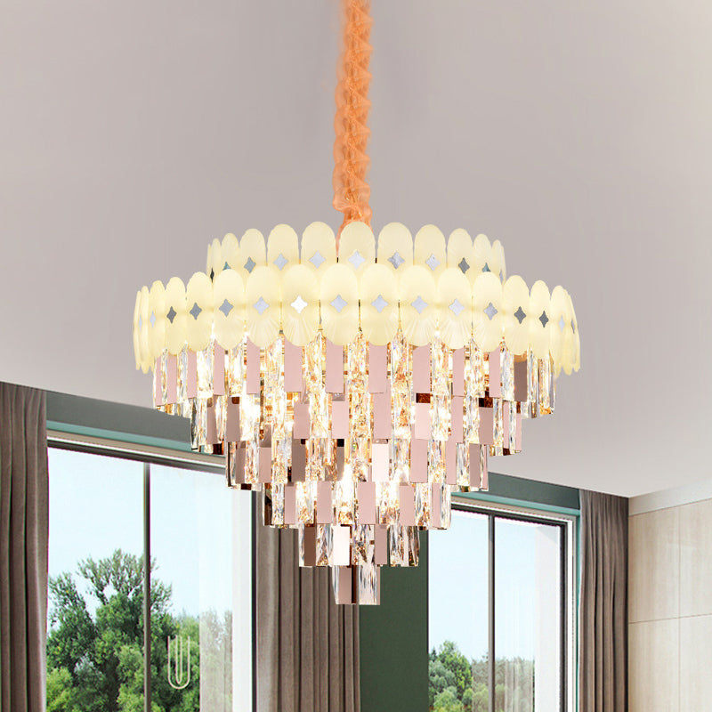 Layered Ceiling Chandelier Contemporary Clear Crystal 12/16/22 Lights Living Room Down Lighting Clearhalo 'Ceiling Lights' 'Chandeliers' Lighting' options 278743