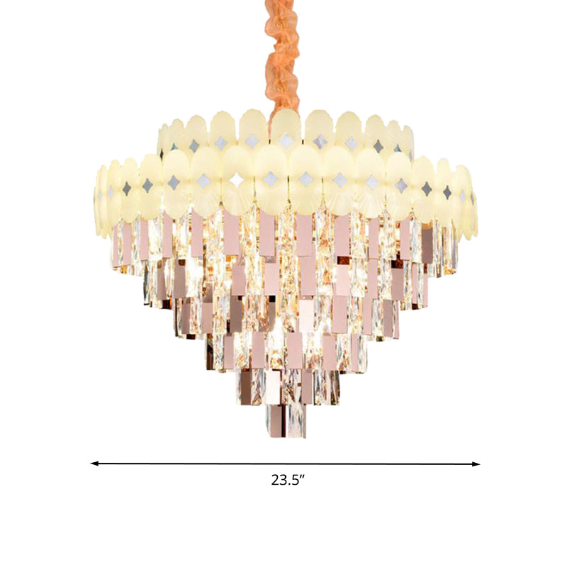 Layered Ceiling Chandelier Contemporary Clear Crystal 12/16/22 Lights Living Room Down Lighting Clearhalo 'Ceiling Lights' 'Chandeliers' Lighting' options 278746