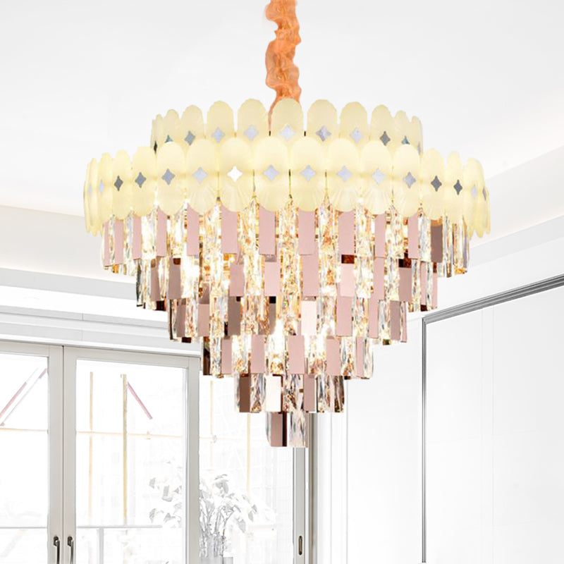 Layered Ceiling Chandelier Contemporary Clear Crystal 12/16/22 Lights Living Room Down Lighting Clearhalo 'Ceiling Lights' 'Chandeliers' Lighting' options 278748