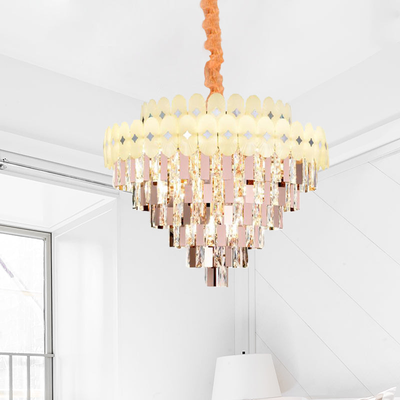Layered Ceiling Chandelier Contemporary Clear Crystal 12/16/22 Lights Living Room Down Lighting Clearhalo 'Ceiling Lights' 'Chandeliers' Lighting' options 278749