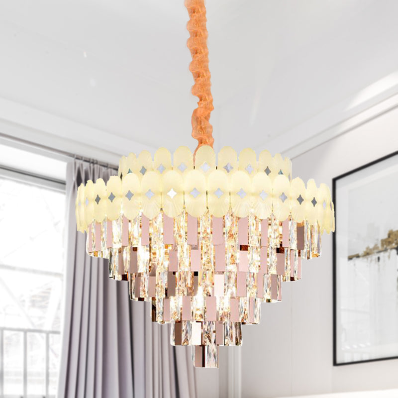 Layered Ceiling Chandelier Contemporary Clear Crystal 12/16/22 Lights Living Room Down Lighting Clearhalo 'Ceiling Lights' 'Chandeliers' Lighting' options 278750