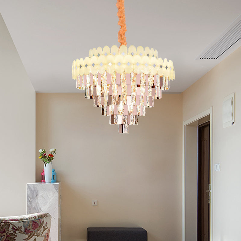 Layered Ceiling Chandelier Contemporary Clear Crystal 12/16/22 Lights Living Room Down Lighting Clearhalo 'Ceiling Lights' 'Chandeliers' Lighting' options 278751