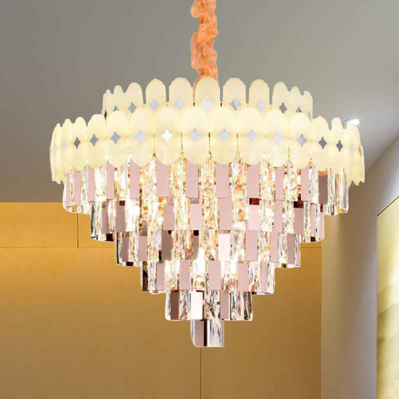 Layered Ceiling Chandelier Contemporary Clear Crystal 12/16/22 Lights Living Room Down Lighting 22 Clear Clearhalo 'Ceiling Lights' 'Chandeliers' Lighting' options 278755_66f0c063-203c-4ecf-a2ff-332b03d2666d