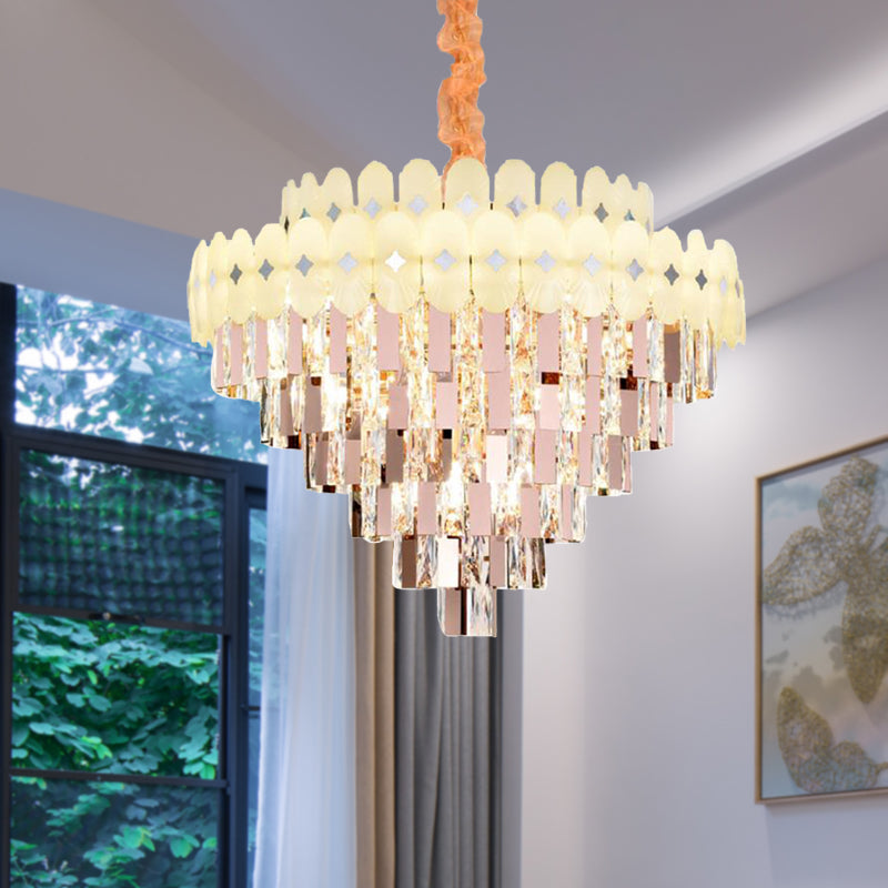 Layered Ceiling Chandelier Contemporary Clear Crystal 12/16/22 Lights Living Room Down Lighting Clearhalo 'Ceiling Lights' 'Chandeliers' Lighting' options 278756