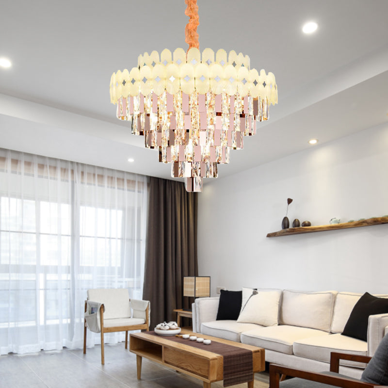 Layered Ceiling Chandelier Contemporary Clear Crystal 12/16/22 Lights Living Room Down Lighting Clearhalo 'Ceiling Lights' 'Chandeliers' Lighting' options 278758