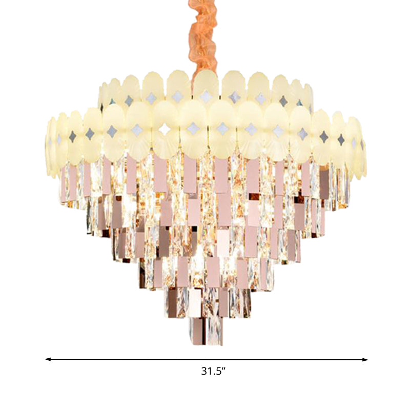 Layered Ceiling Chandelier Contemporary Clear Crystal 12/16/22 Lights Living Room Down Lighting Clearhalo 'Ceiling Lights' 'Chandeliers' Lighting' options 278760