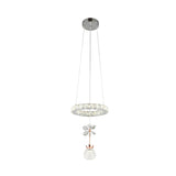 Modern 1/3/5 Heads Chandelier Pendant Light Chrome Circle/Gear Hanging Light Kit with Dimpled Crystal Shade Clearhalo 'Ceiling Lights' 'Chandeliers' 'Modern Chandeliers' 'Modern' Lighting' 278793