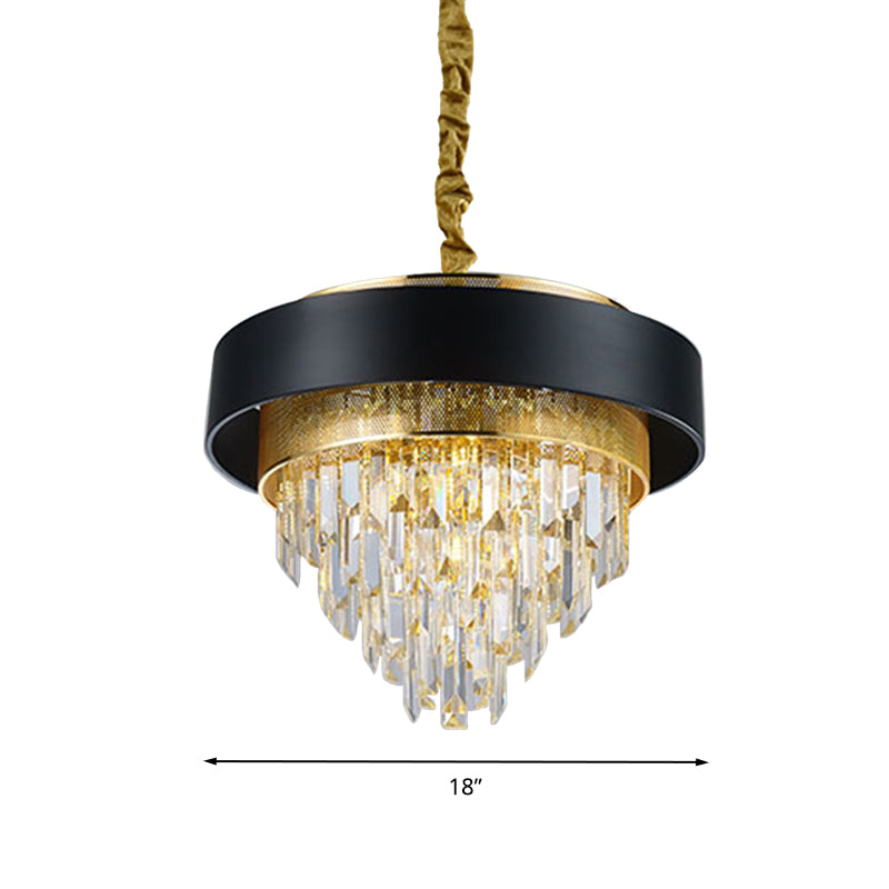 Simple Round Chandelier Lamp Crystal 5 Lights Dining Room Hanging Light Kit in White/Black Clearhalo 'Ceiling Lights' 'Chandeliers' Lighting' options 278812