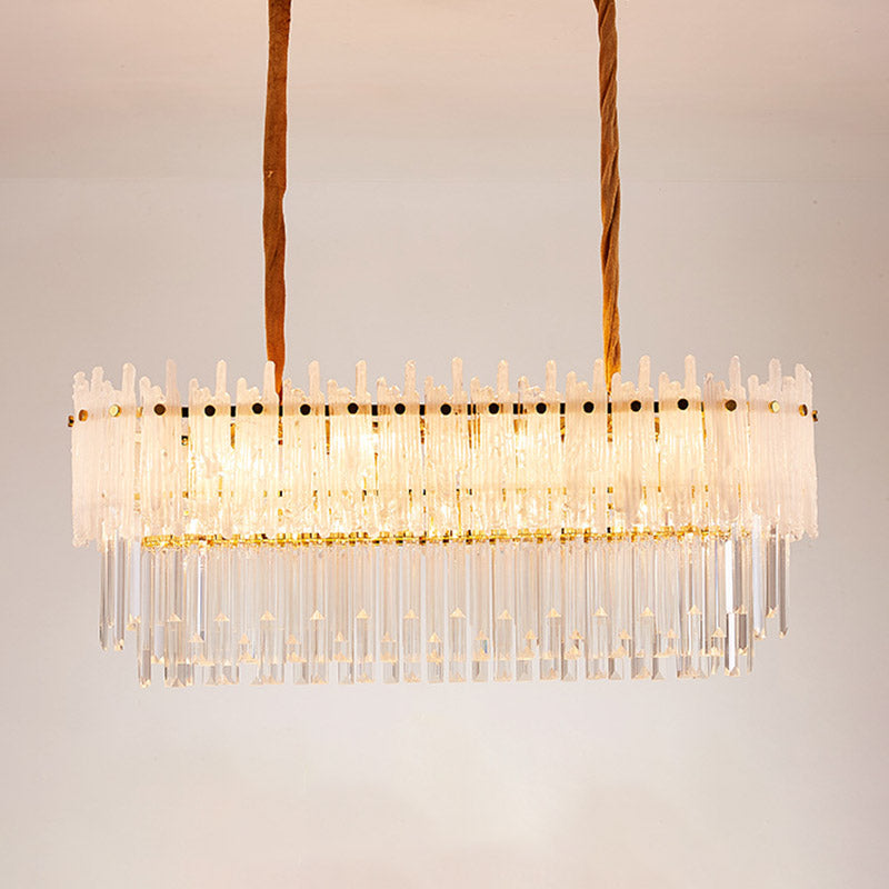 Clear Crystal Island Lighting Minimalist 9 Lights Chandelier Lamp for Dining Room Clearhalo 'Ceiling Lights' 'Island Lights' Lighting' 278845