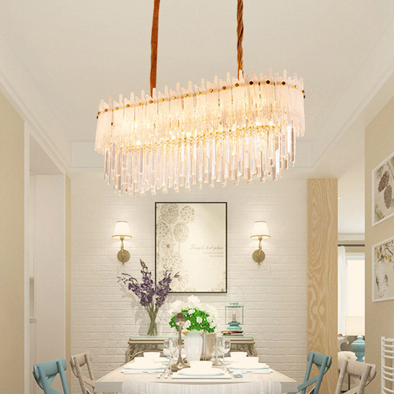 Clear Crystal Island Lighting Minimalist 9 Lights Chandelier Lamp for Dining Room Clearhalo 'Ceiling Lights' 'Island Lights' Lighting' 278847