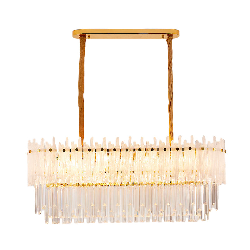 Clear Crystal Island Lighting Minimalist 9 Lights Chandelier Lamp for Dining Room Clearhalo 'Ceiling Lights' 'Island Lights' Lighting' 278848