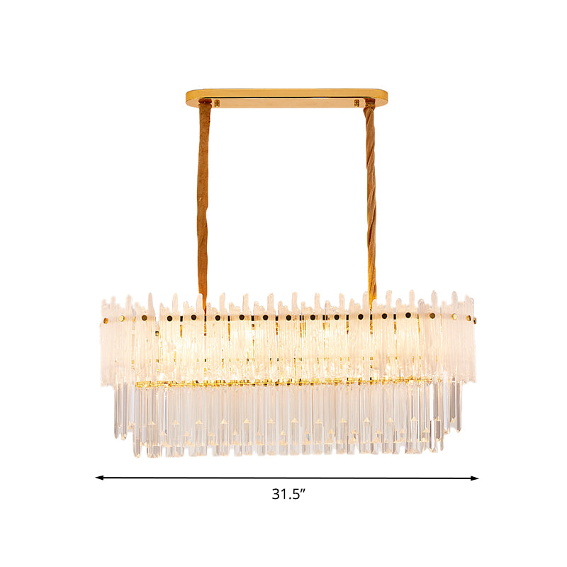 Clear Crystal Island Lighting Minimalist 9 Lights Chandelier Lamp for Dining Room Clearhalo 'Ceiling Lights' 'Island Lights' Lighting' 278849