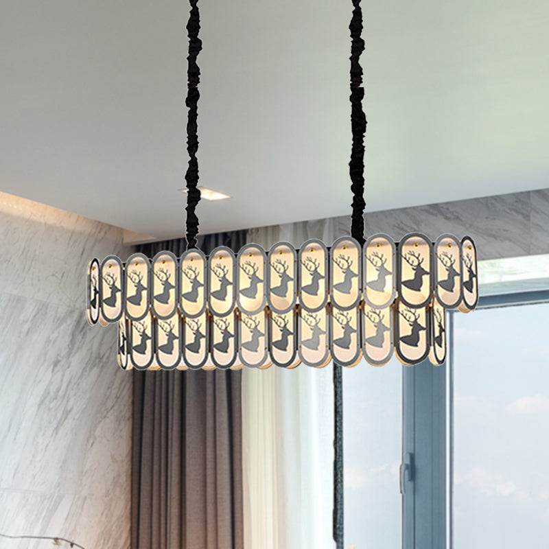 Nickel Oval Shaped Over Island Lighting Contemporary 10 Lights Crystal Suspension Light Nickel Clearhalo 'Ceiling Lights' 'Island Lights' Lighting' 278861