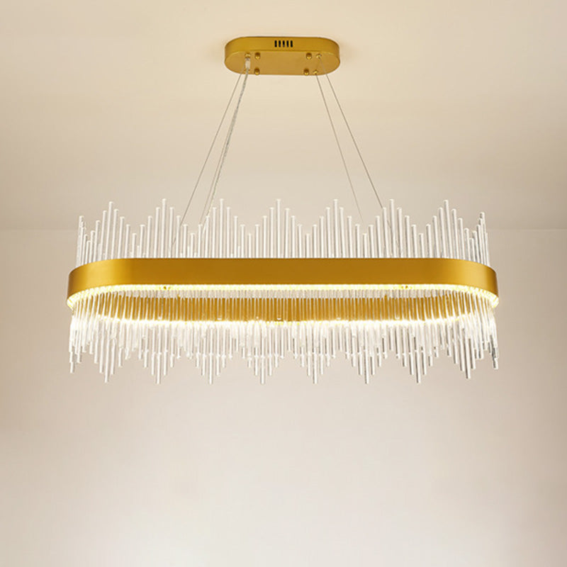 Modern Geometric Chandelier Crystal LED Dining Room Pendant Lighting Fixture in Gold Clearhalo 'Ceiling Lights' 'Chandeliers' Lighting' options 278884