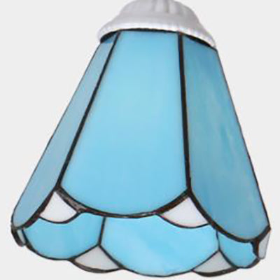 Living Room Semi Flush Mount Light with Shade Tiffany Style 3/5 Lights Semi Flush Lamp in White/Blue/Sky Blue Clearhalo 'Ceiling Lights' 'Close To Ceiling Lights' 'Close to ceiling' 'Glass shade' 'Glass' 'Semi-flushmount' 'Tiffany close to ceiling' 'Tiffany' Lighting' 27893
