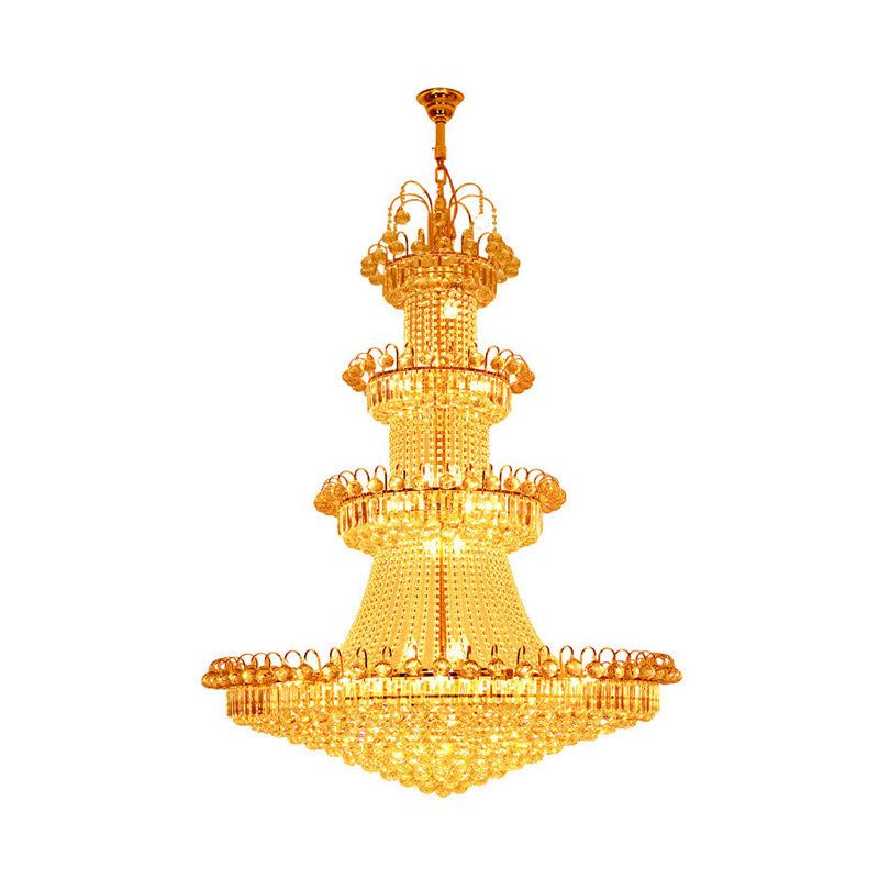 Contemporary Layered Crystal Chandelier 15 Lights Hanging Ceiling Light in Gold Clearhalo 'Ceiling Lights' 'Chandeliers' Lighting' options 278930