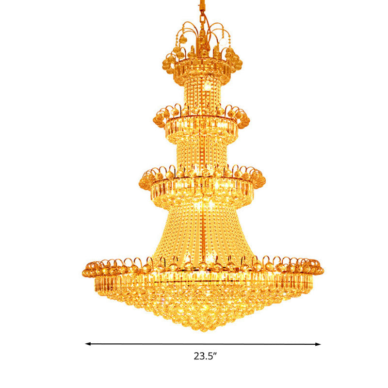 Contemporary Layered Crystal Chandelier 15 Lights Hanging Ceiling Light in Gold Clearhalo 'Ceiling Lights' 'Chandeliers' Lighting' options 278931