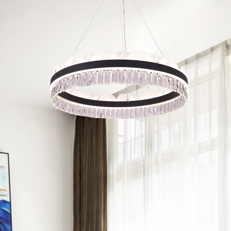 Circle Living Room Chandelier Lighting Fixture LED Simple Drop Pendant in Gold/Black Black Clearhalo 'Ceiling Lights' 'Pendant Lights' 'Pendants' Lighting' 278942_1185d9b2-d47a-4fe5-ba26-9c4218aaca24